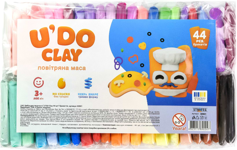 Масса для лепки Strateg U'DOClay 44 шт. (30901)