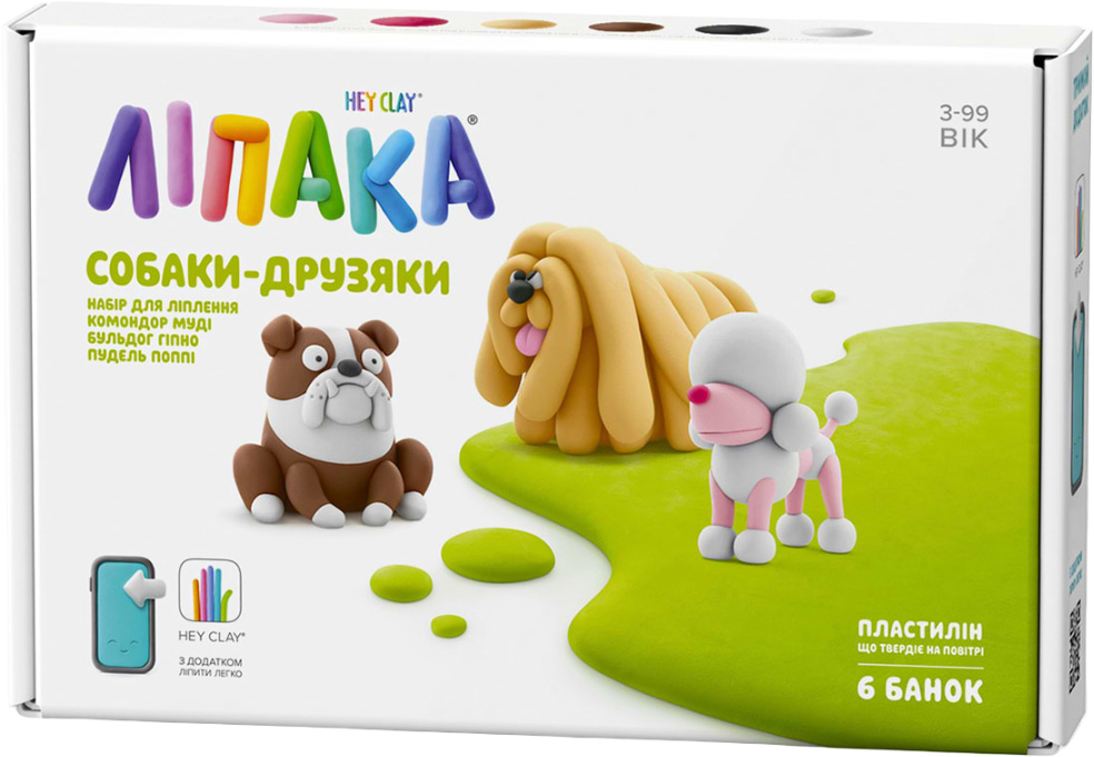 Масса для лепки Ліпака СОБАКИ-ДРУЗЬЯ: КОМОНДОР МУДИ, БУЛЬДОГ ГИПНО, ПУДЕЛЬ ПОППИ (60057-UA01)