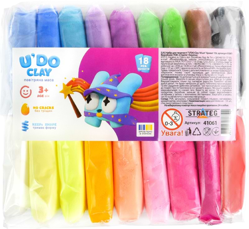 Масса для лепки Strateg U'DO Clay 18 шт. (41061)