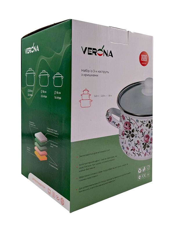 Фото - Набор кастрюль VERONA 1,6 л, 2,3 л, 3 л (VR-0002-03)