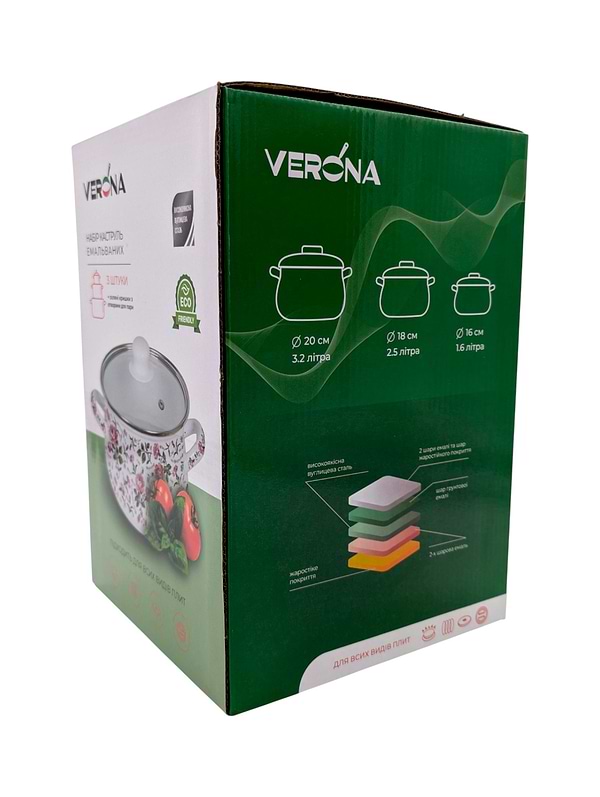 Фото - Набор кастрюль VERONA 1,6 л, 2,3 л, 3 л (VR-0002-03)
