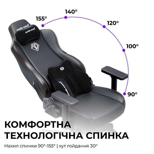 Фото - Крісло для геймерів Anda Seat Novis Plus  XL Black PVC (AD23YC-XL-01-B-PV-B04)