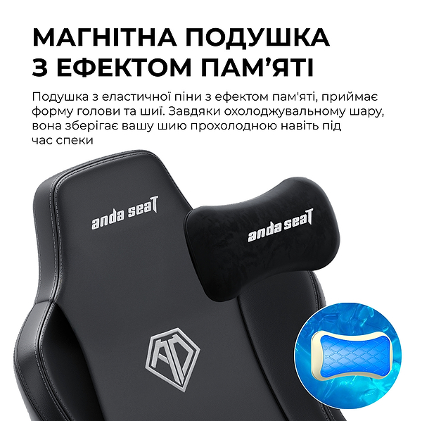 Фото - Крісло для геймерів Anda Seat Novis Plus  XL Black PVC (AD23YC-XL-01-B-PV-B04)