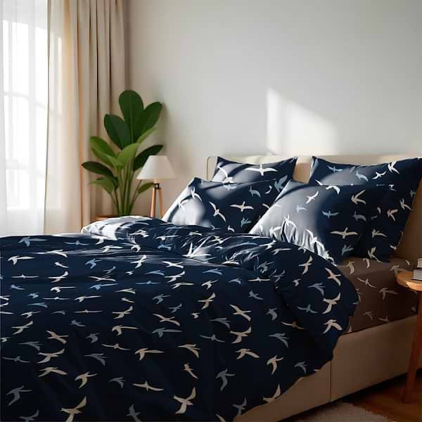 Фото - Комплект постільної білизни Zastelli Birds on Blue /Brown бязь 200х220 (19717)