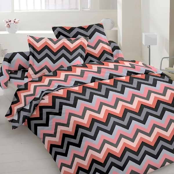 Фото - Комплект постільної білизни Zastelli Zigzag рожево-сірий бязь 200х220 (21398)