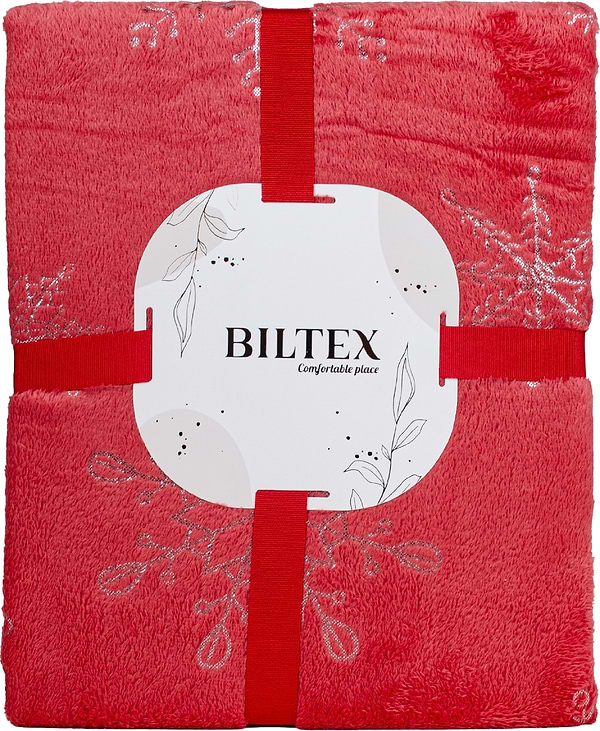 Фото - Плед двуспальный Biltex новогодний красный с фоллингом Shine Snowflake 180х200 (4820298410611) Фото - Плед двуспальный Biltex новогодний красный с фоллингом Shine Snowflake 180х200 (4820298410611)