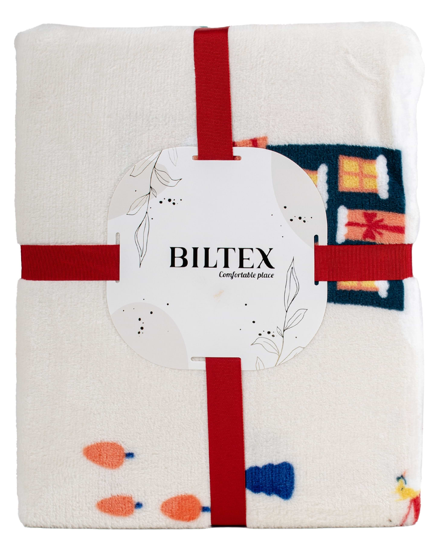 Плед євро Biltex новорічний пісочний Holiday Mood 200х220 (4820298410673) - Фото 1