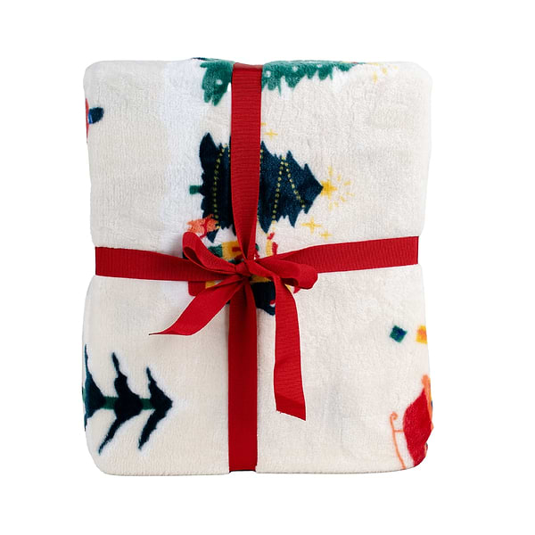 Фото - Плед євро Biltex новорічний пісочний Holiday Mood 200х220 (4820298410673)