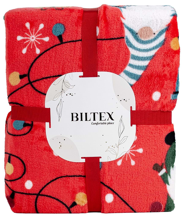 Фото - Плед євро Biltex новорічний червоний Party Gnomes 200х220 (4820298410697) Фото - Плед євро Biltex новорічний червоний Party Gnomes 200х220 (4820298410697)
