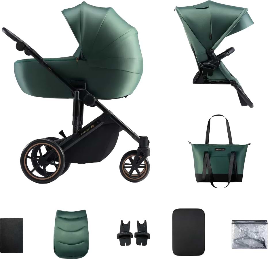 Коляска універсальна 2 в 1 Kinderkraft Prime 2 Dark Green (KSPRIM02GRE2000) - Фото 1