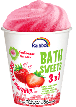 Бомбочки для ванни Rainbow Блискуча полуниця 280 г з екстрактом ромашка (4820240940357)