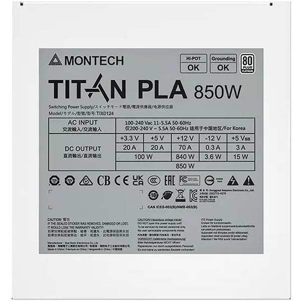 Фото - Блок живлення для ПК Montech TITAN PLA 850