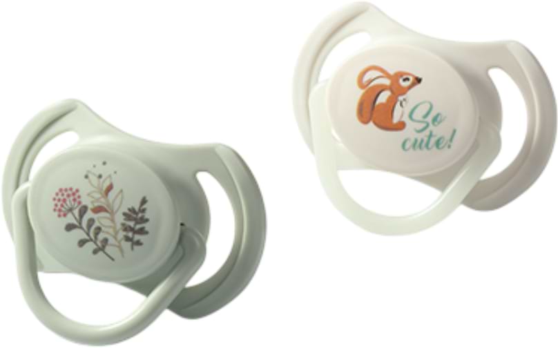 Симметричная пустышка BabyOno 6-18 мес. белая/зеленая (1669/02)