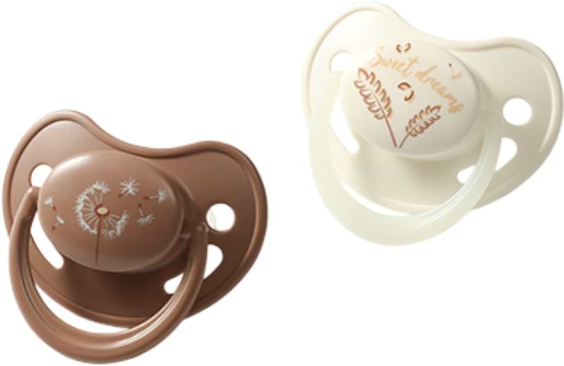 Анатомическая пустышка BabyOno 18 мес.+ белая/коричневая (1670/03)