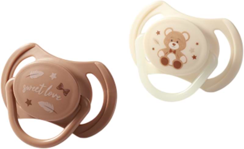 Симметричная пустышка BabyOno 0-6 мес. бежевая/коричневая (1669/01)