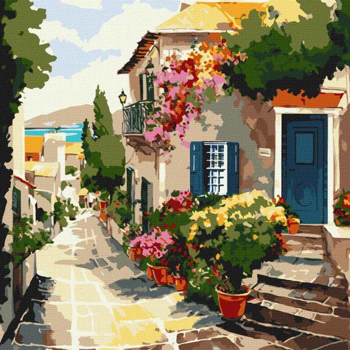 Картина по номерам Ideyka Дом у моря 40х40 см (KHO3647)