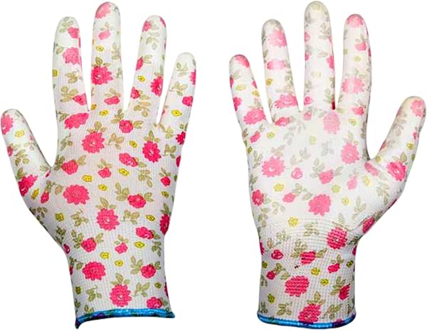Фото - Перчатки садовые BRADAS Pure Pretty с ПУ-покрытием размер 7 12 пар Розовые с белым (RWPPR7)