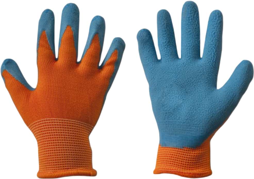 Рукавички садові BRADAS Orange латексні, розмір 6, 12 пар Оранжеві з блакитним (RWDOR6)