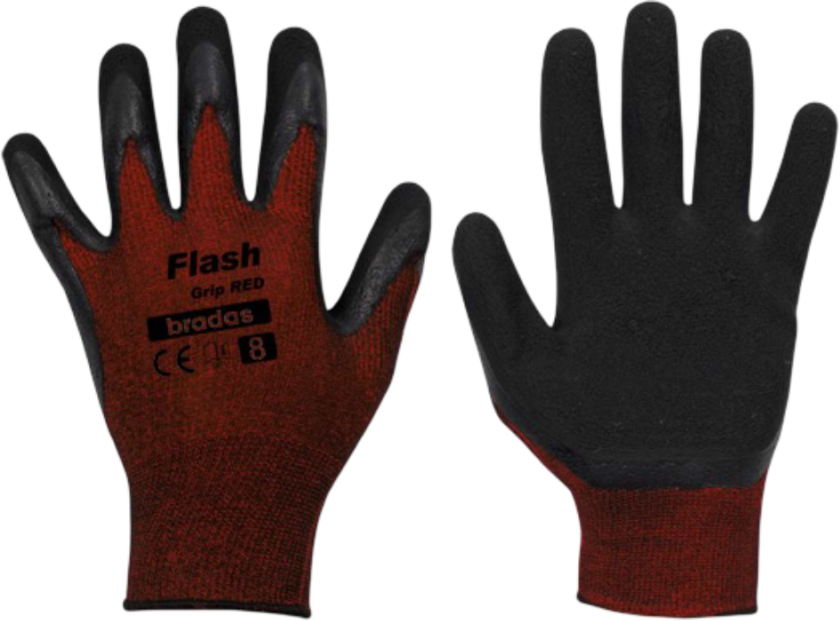 Рукавички садові BRADAS Flash Grip Red з латексним покриттям, розмір 9, 12 пар Червоні (RWFGRD9)