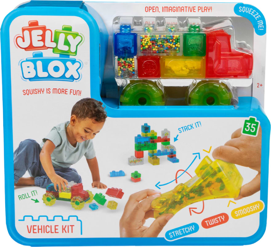 Мягкий конструктор для малышей Jelly Blox сенсорный МАШИНКА ВРУМ-ВРУМ! (931694)