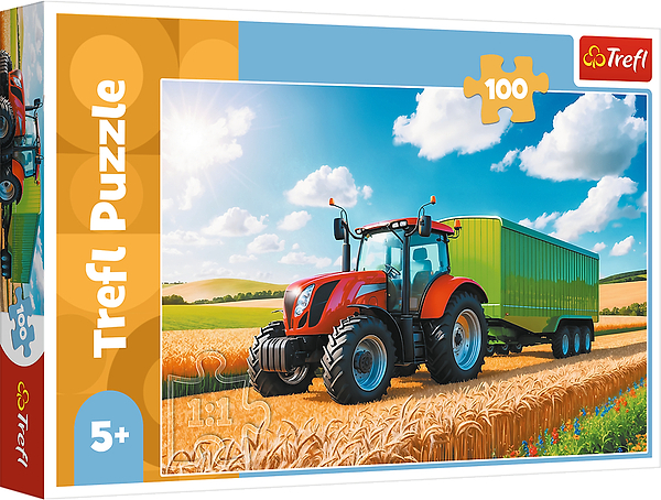 Фото - Пазли (5-7 років) Trefl Сільськогосподарська техніка - трактор із причепом 100 ел. (5900511164947)