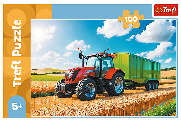 Фото - Пазли (5-7 років) Trefl Сільськогосподарська техніка - трактор із причепом 100 ел. (5900511164947)