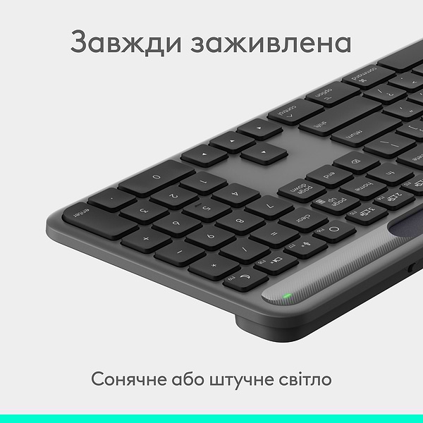 Фото - Клавіатура бездротова Logitech Slim Solar+ Graphite (920-013764)
