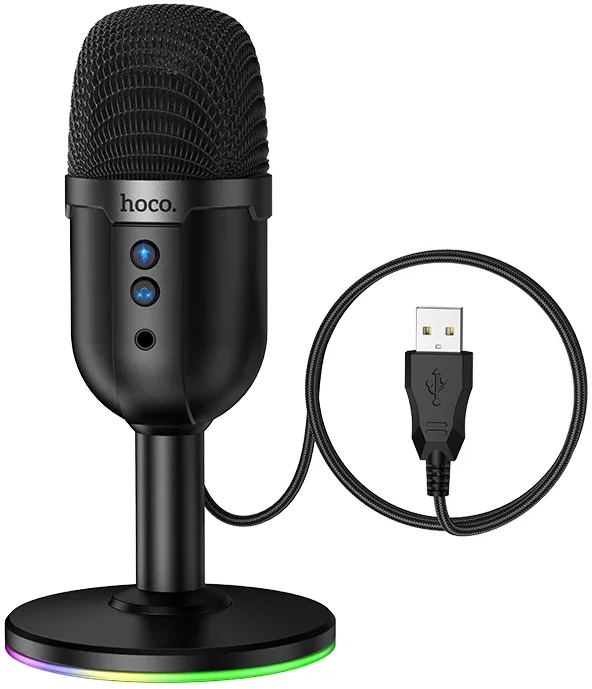 Микрофон вокальный проводной HOCO L25 Bright (USB-A) Black (6942007673792)