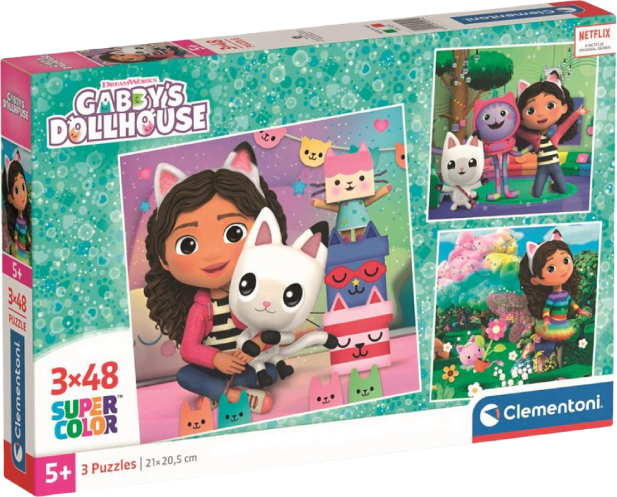 Пазлы (5-7 лет) Clementoni Gabby`s Dollhouse 3 шт. по 48 эл. (25295) - Фото 1