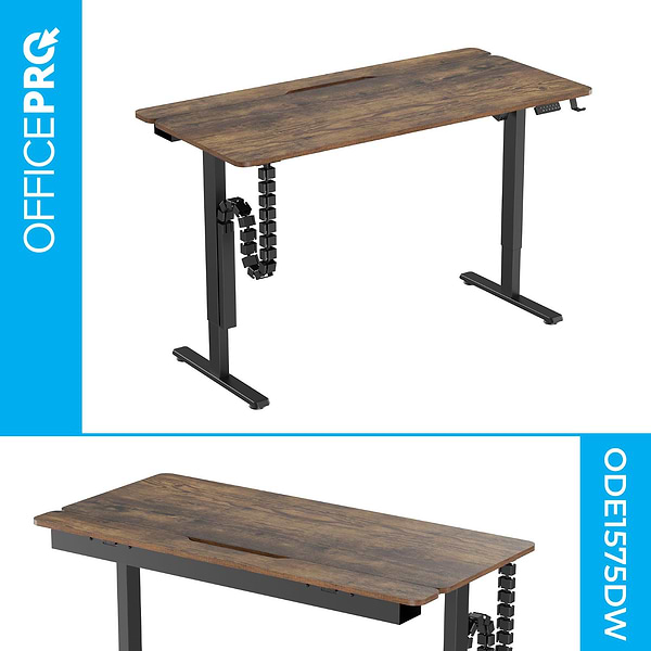 Фото - Стіл з електрорегулюванням висоти OfficePro ODE1575DW Dark Wood/Black