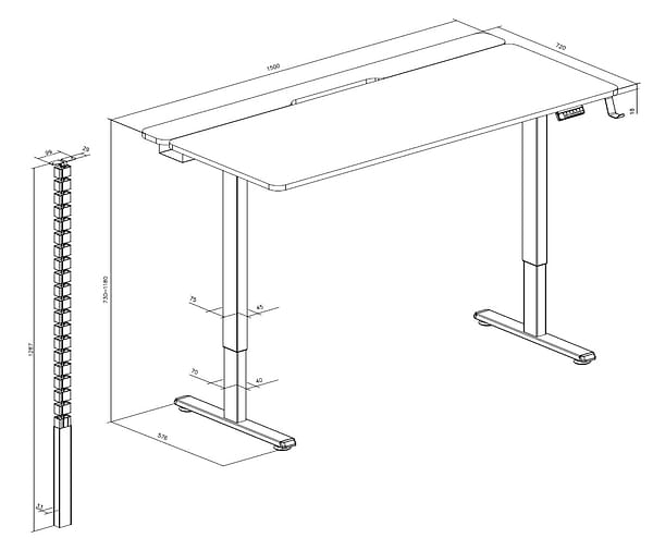 Фото - Стіл з електрорегулюванням висоти OfficePro ODE1575DW Dark Wood/Black