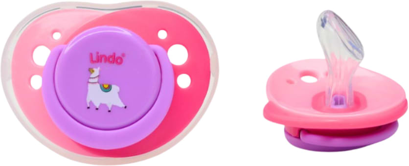 Ортодонтическая пустышка Lindo с прикусом от 12м (А 32/12+ роз)
