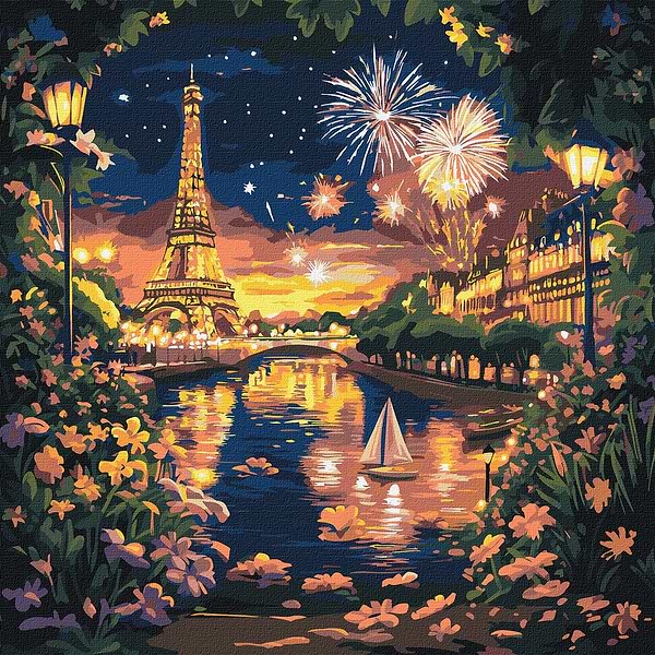Фото - Картина за номерами Ideyka "Салюти Парижу" 40х40 см (KHO3669) Фото - Картина за номерами Ideyka "Салюти Парижу" 40х40 см (KHO3669)