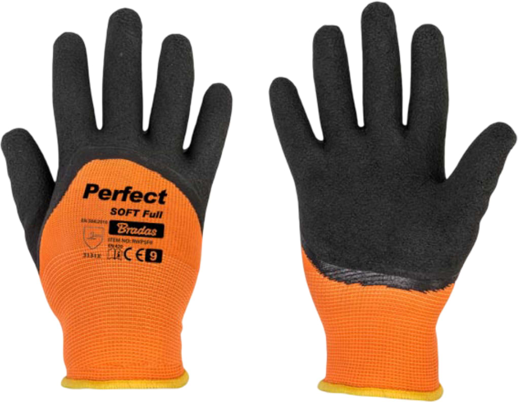 Рукавички садові BRADAS Perfect Soft Full з латексним покриттям розмір 10 Оранжеві із сірим (RWPSF10)