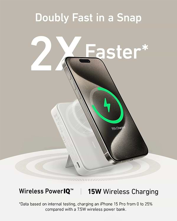 Фото - Батарея мобильная Anker MagGo 10000 mAh Qi2 15W + USB-C PD 27W White (A1654G21)