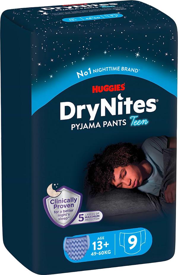 Фото - Одноразовые подгузники-трусики Huggies DryNites для мальчиков 13+ лет, 9 шт. (5029053583662)