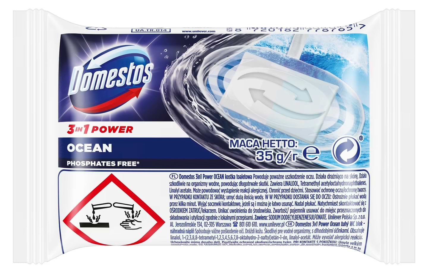 Купити Туалетний блок Domestos змінний, Атлантик, 35 г - Фото 1 Туалетний блок Domestos змінний, Атлантик, 35 г - Фото 1
