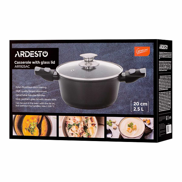 Фото - Кастрюля Ardesto Gemini Bari 2.5 л черный (AR1925AC)