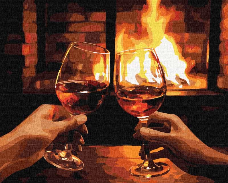 Картина за номерами Ideyka Гріємось біля каміна 40x50 см (KHO8369)