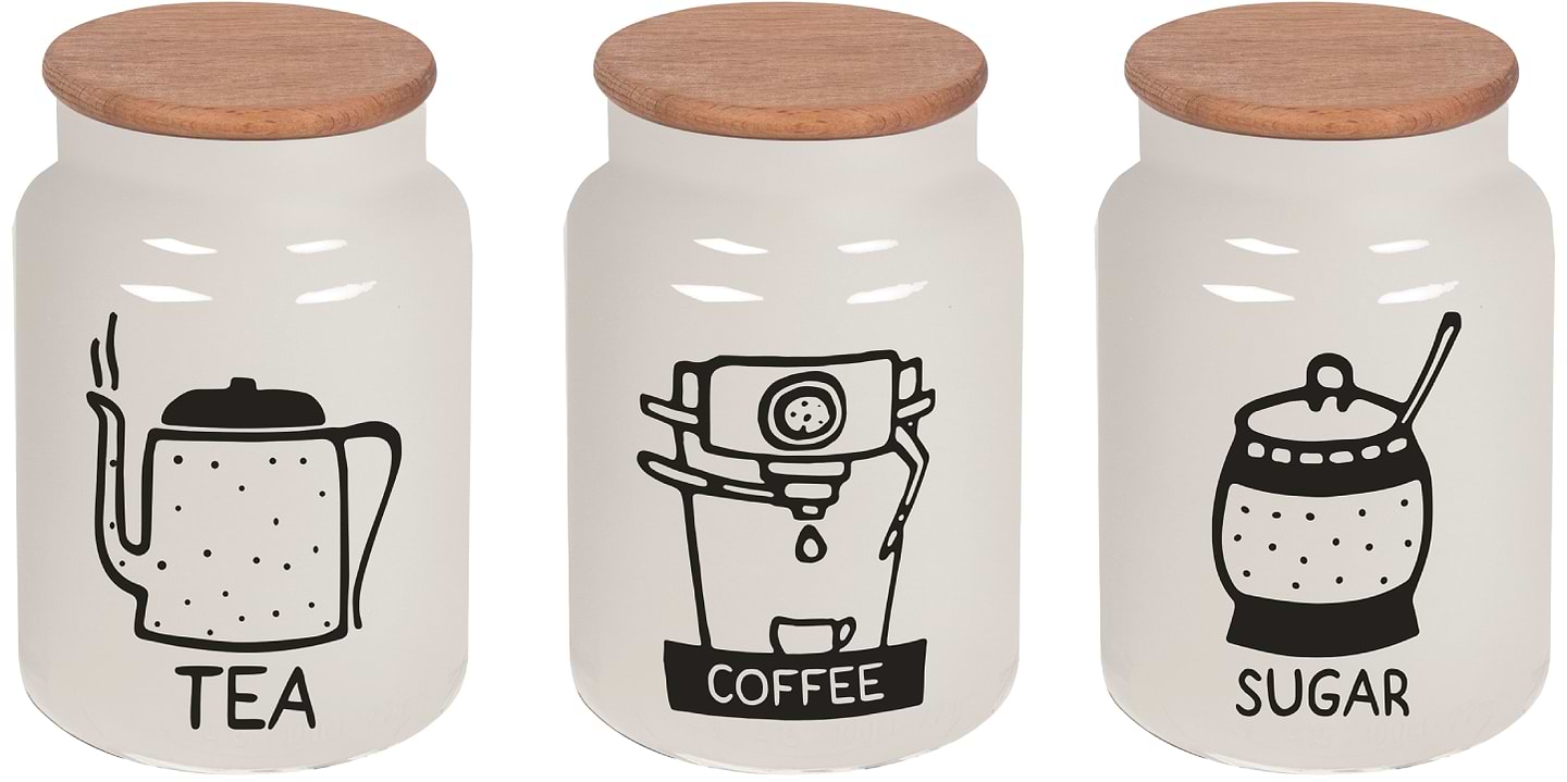 Ємність для сипучих Herevin White-Black Tea-Coffee-Sugar в асортименті 0.890 л (232001-264)