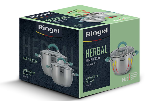 Фото - Набор кастрюль Ringel 2.6 л+3.6 л 4 пр. (RG-6011)