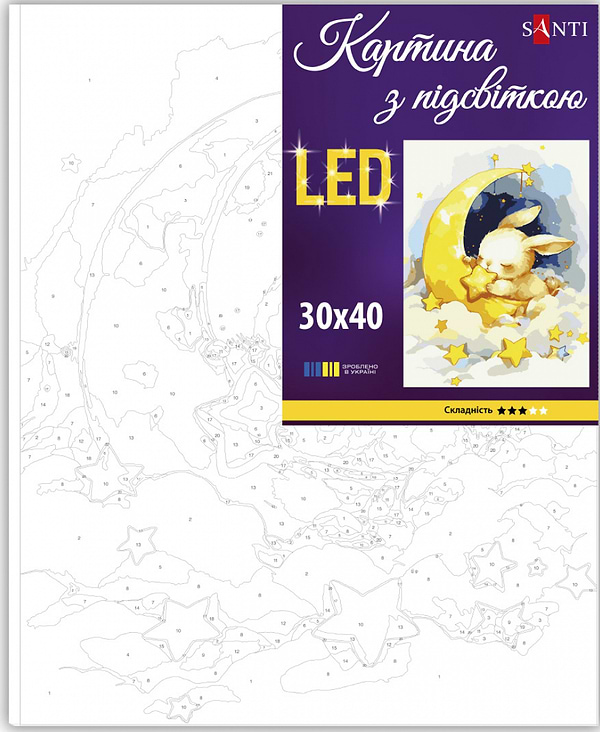 Фото - Картина по номерам Santi Зайка со звездочкой 30х40 см LED подсветка (956443)