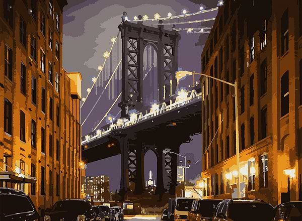 Фото - Картина за номерами Santi Брукленський міст 30х40 см LED підсвітка (956445)