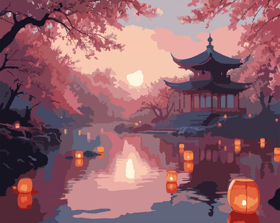 Картина по номерам Santi Таинственная Япония 40х50 см LED подсветка (956643) - Фото 1