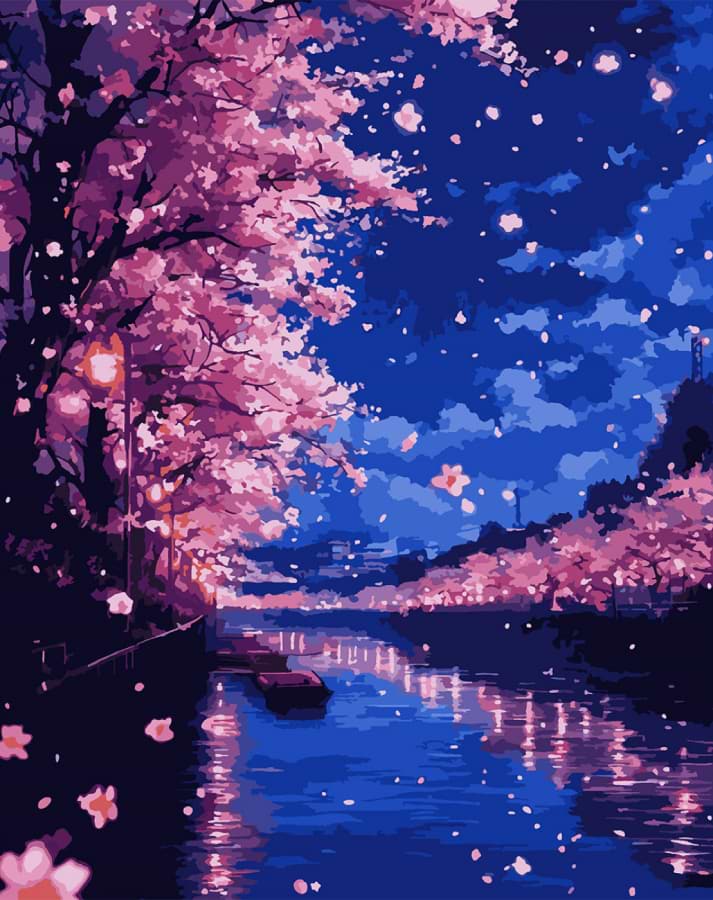 Картина по номерам Santi Цветение сакуры 40х50 см LED подсветка (956644)