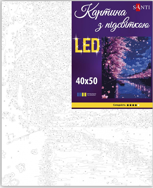 Фото - Картина за номерами Santi Цвітіння сакури 40х50 см LED підсвітка (956644)