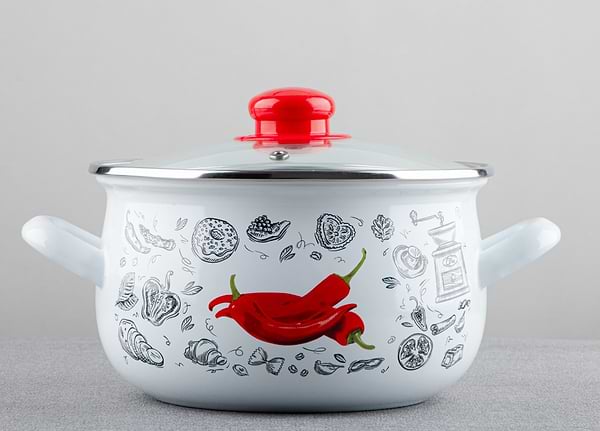 Фото - Каструля Gusto GT-T-118-WR Перчинка біла 18 см 3.1 л