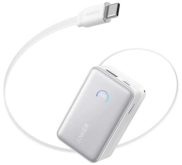 Фото - Батарея мобильная Anker Nano - 10000 mAh 45W Built-In USB-C Cable White (A1638H21)