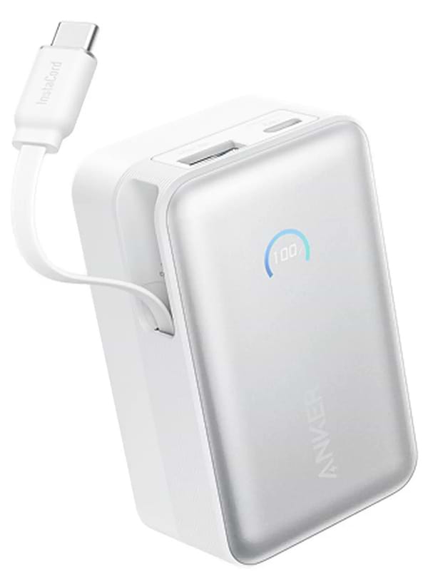 Фото - Батарея мобильная Anker Nano - 10000 mAh 45W Built-In USB-C Cable White (A1638H21)