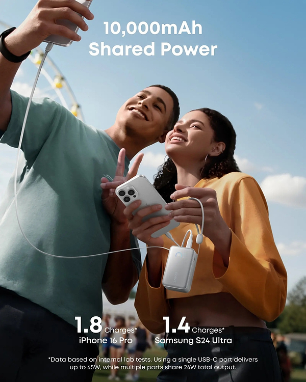 Фото - Батарея мобильная Anker Nano - 10000 mAh 45W Built-In USB-C Cable White (A1638H21)